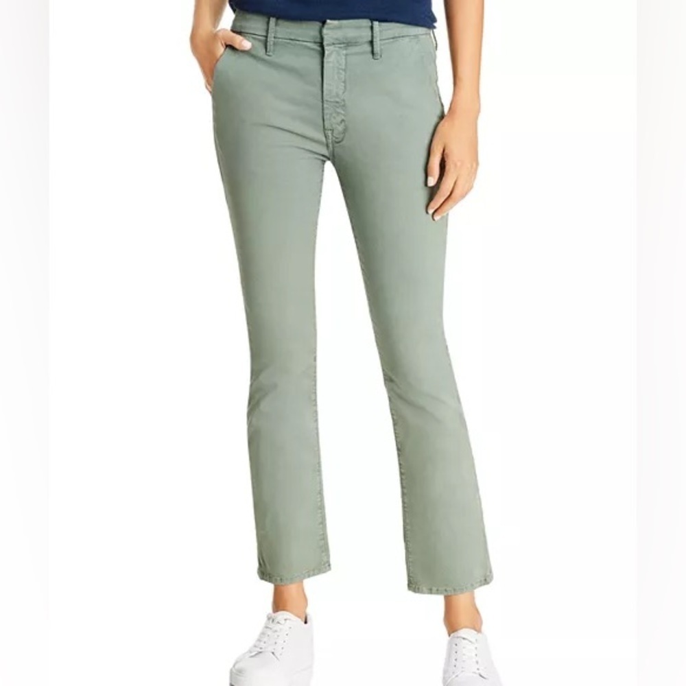 MOTHER The Insider Ankle Prep Jeans Army Green Size 25